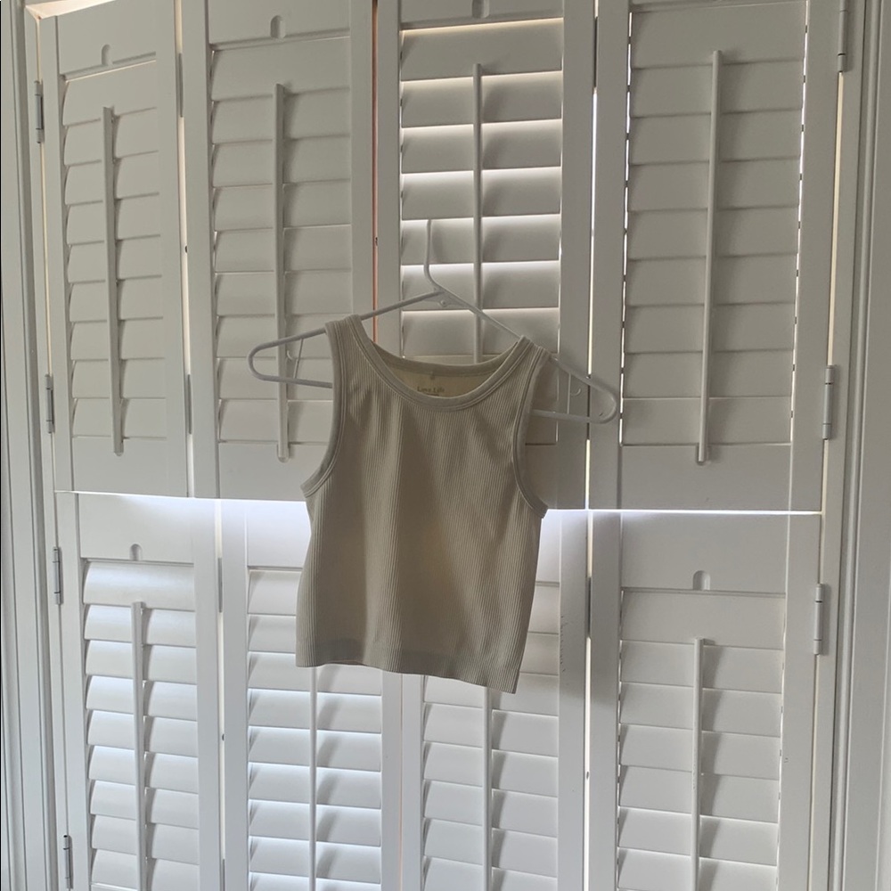 Love Life Tan Sleeveless Fitted Crop Tank Top